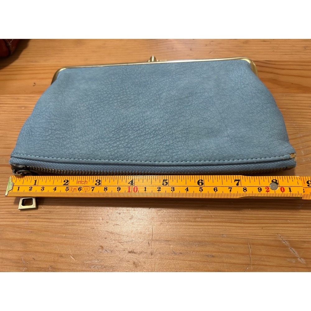 Urban Expressions Blue Vegan Leather Kiss Lock Floral Lined Clutch Wallet Pouch - Picture 7 of 8